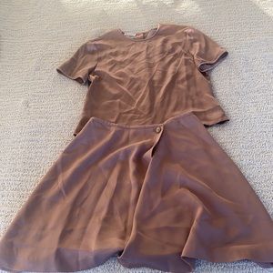 Vintage Tahari Silk Set, Mauve, Size 4